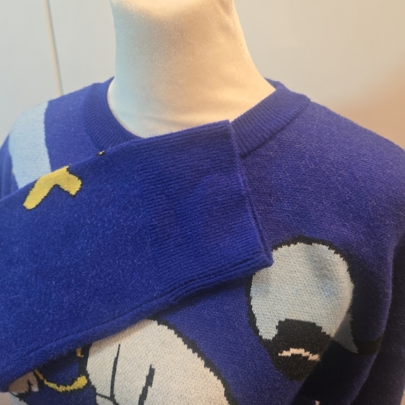 VTG Disney Angry Jumping Donald Duck Crewneck Pullover Sweater Unisex XS Blue - Picture 7 of 9